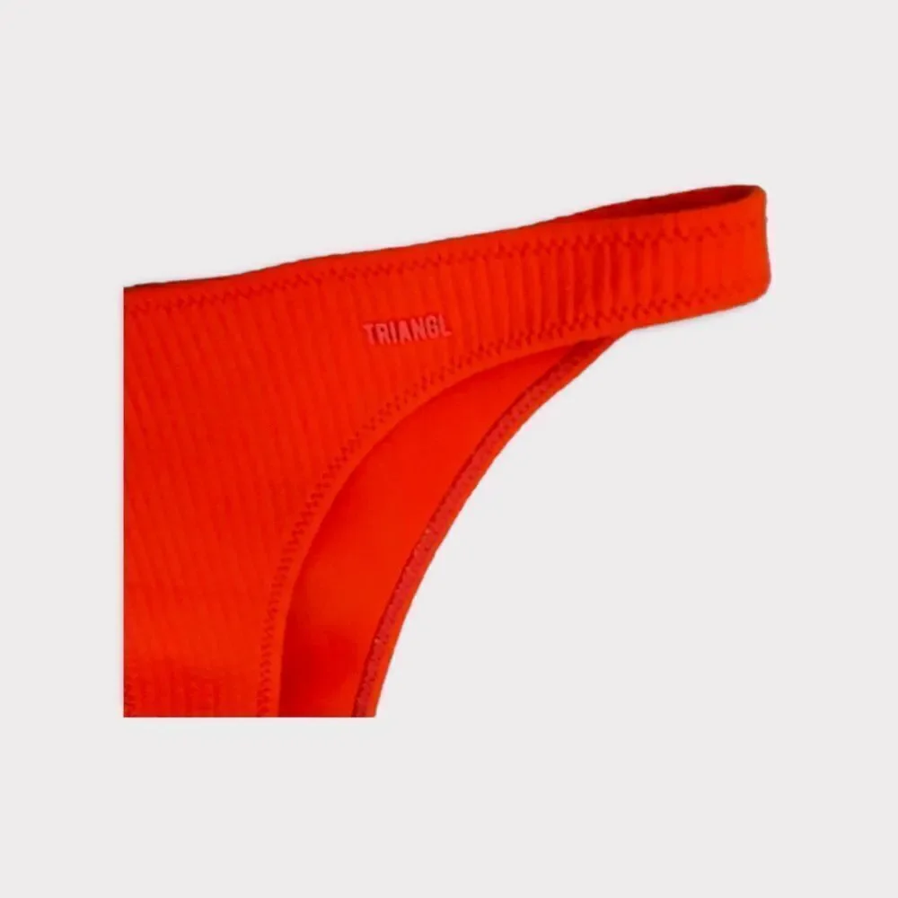 Triangle Orange Bikini Bottom Cheeky Mid Waist